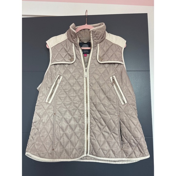 Vince Camuto Quilted Vest Womens XL Sleeveless Padded Pockets Beige Cream - Picture 1 of 5